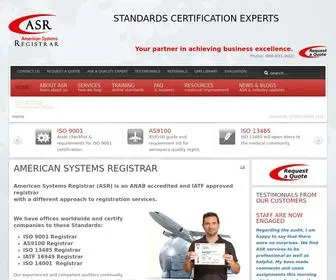 Asrworldwide.com(Acredited and approved registrar with affordable pricing for any organization needing to be certified with ISO Standards) Screenshot