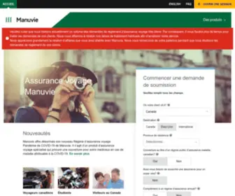 Assurancevoyagemanuvie.ca(Assurance voyage Financière Manuvie ) Screenshot