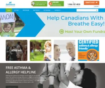 Asthma.ca(Visit the website homepage. Asthma Canada home) Screenshot
