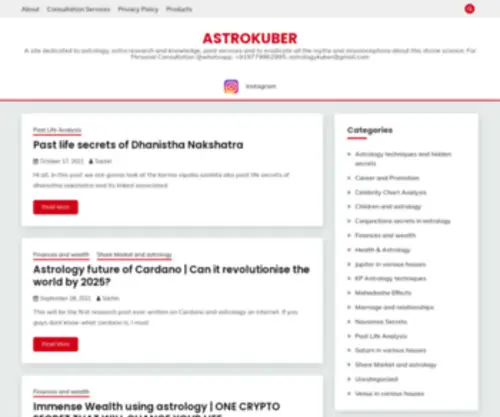 Astrokuber.com(A site dedicated to astrology) Screenshot