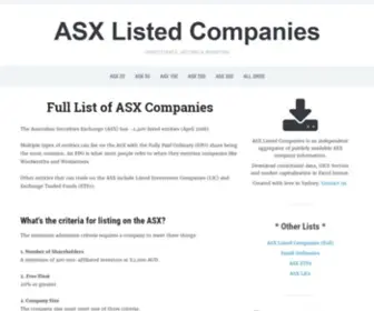 Asxlistedcompanies.com(ASX Listed Companies (Download CSV & Market Caps)) Screenshot