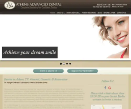 Athensadvanceddental.com(Dentist in Athens) Screenshot