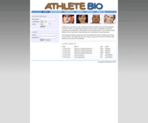 Athletebio.com(Athlete Bio) Screenshot