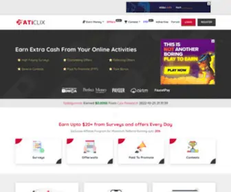 Aticlix.net(Earn Money By Completing Offers Doing Surveys and mini jobs Earn Money By Completing Offers Doing Surveys and mini jobs) Screenshot