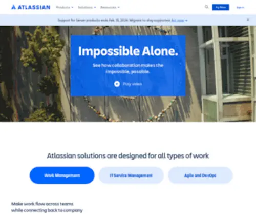 Atlassian.com(Collaboration software for software) Screenshot