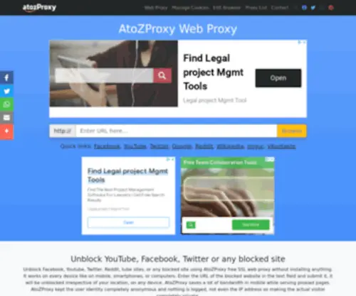 Atozproxy.com(Unblock YouTube Proxy) Screenshot