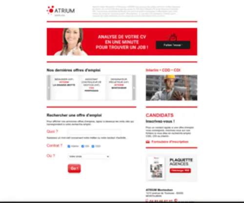 Atrium.fr(ATRIUM agence intérim Perpignan et Montpellier pour rechercher des offres d'emplois Hérault (34)) Screenshot