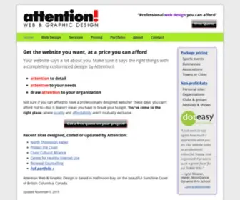 Attentiondesign.ca(Affordable custom websites) Screenshot