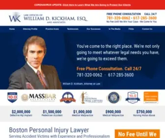 Attorneywdkickham.com(Boston Injury Lawyer) Screenshot