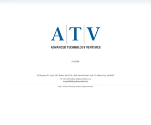 AtvCapital.com(Advanced Technology Ventures) Screenshot