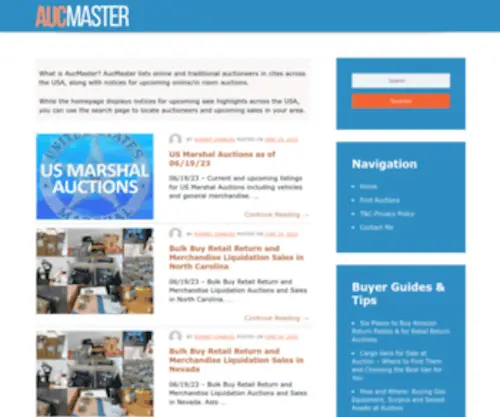 Aucmaster.com(AucMaster USA) Screenshot