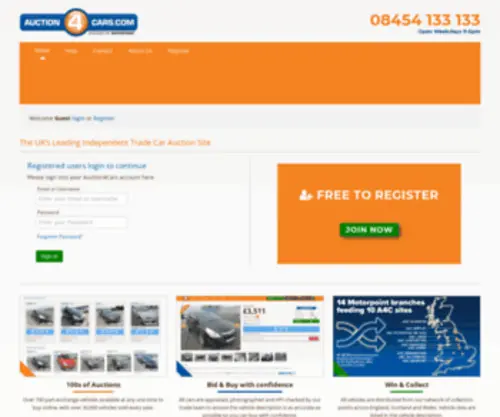 Auction4Cars.com(The UK’s Leading Independent Trade Auction Site) Screenshot