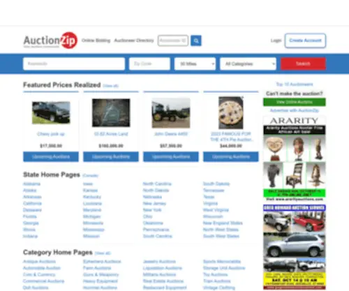 Auctionzip.com(Find Live & Online Auctions for Antiques) Screenshot