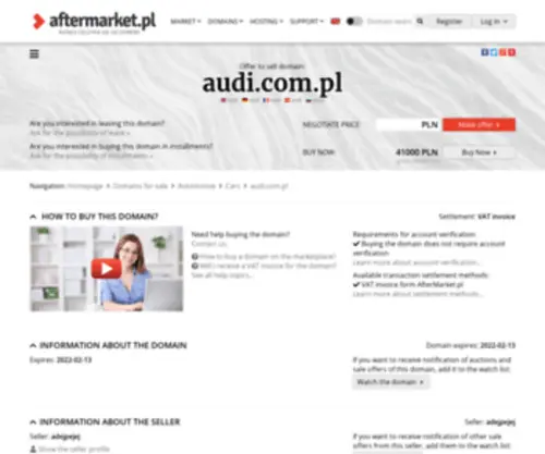 Audi.com.pl(Cena domeny: 41000 PLN (do negocjacji)) Screenshot