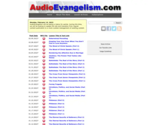Audioevangelism.com(Main Page) Screenshot