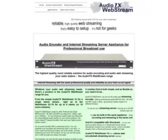 AudiotXwebstream.com(Professional-quality audio encoder for internet streaming and streaming server) Screenshot