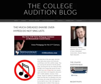 Auditioningforcollege.com(The College Audition Blog) Screenshot