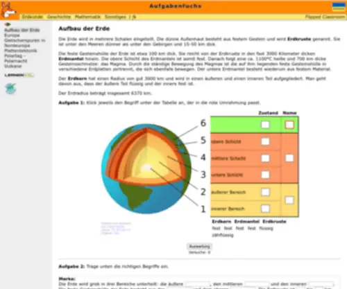 Aufgabenfuchs.de(Aufbau der Erde) Screenshot