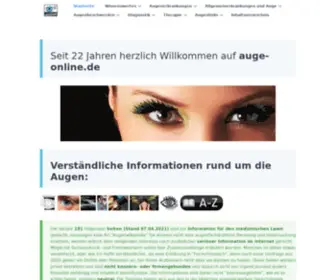 Augeonline.de(Verständliche Informationen über die Augen) Screenshot