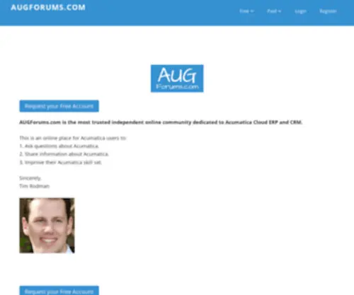 Augforums.com(An Acumatica User Group) Screenshot