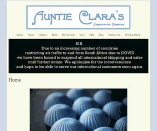 Auntieclaras.com(Auntie Clara's Handcrafted Cosmetics) Screenshot