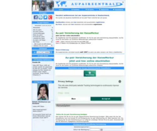 Aupairzentrale.de(Au-pair finden weltweit) Screenshot