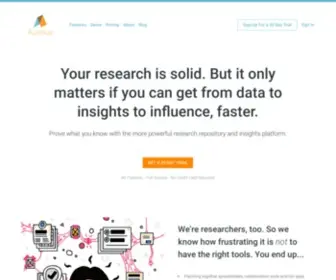 Aureliuslab.com(The more powerful research repository and insights platform) Screenshot
