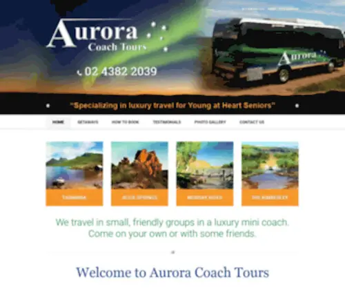 Auroracoachtours.com.au(Interstate Coach and Flight Tours from Central Coast) Screenshot