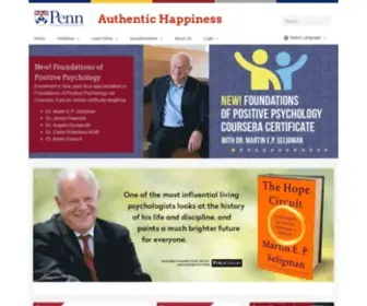 Authentichappiness.org(Authentic Happiness) Screenshot