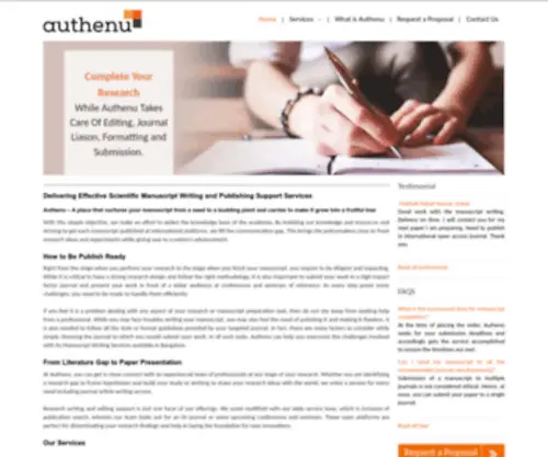 Authenu.com(Manuscript Writing Service) Screenshot