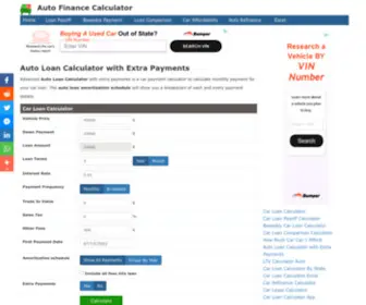 Autofinancecalculator.org(Advanced Auto Loan Calculator with extra payments) Screenshot