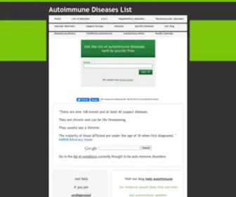 Autoimmunediseaselist.com(Auto immune Disorders) Screenshot