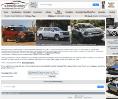Automobile-Catalog.com(Automobile-Catalog the Catalog of Cars, Car Specs Database) Screenshot