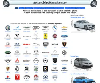 Automobiledimension.com(Car dimensions of all makes with size comparison tools) Screenshot