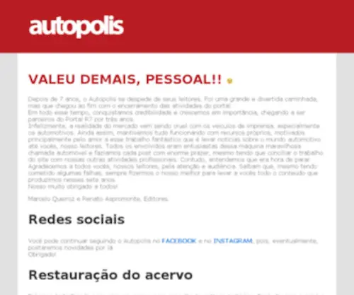 Autopolis.com.br(Todas as novidades do mundo dos carros e notícias da indústria automotiva estão em Autopolis) Screenshot