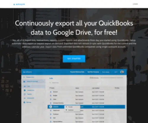 Autosynk.com(Continuously export all your QuickBooks data to Google Drive) Screenshot