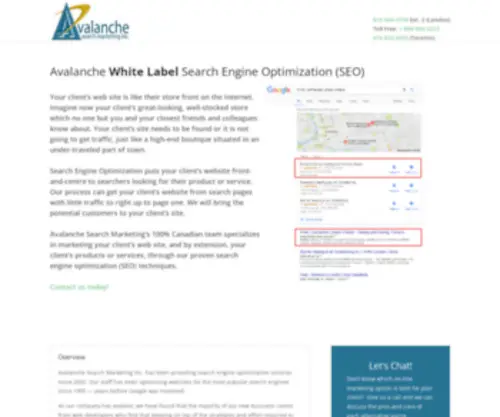 Avalanchesearch.com(White-Label SEO, 100% Canadian) Screenshot