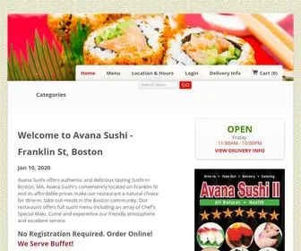 Avanaboston.com(Order Japanese online from Avana Sushi) Screenshot