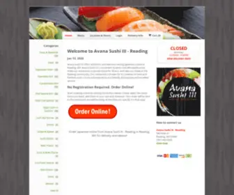 Avanasushi3Reading.com(Order Japanese online from Avana Sushi III) Screenshot