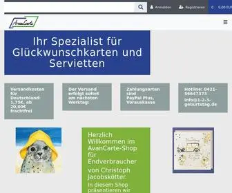 Avancarte-Shop.de(Geburtstagskarten, Servierten und Notizbücher kaufen im Online-Shop von) Screenshot