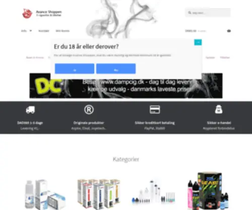 Avanceshoppen.dk(E-Cigaretter & E-Væske ⋆ Avance Shoppen) Screenshot