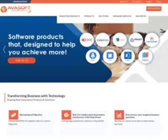 Avasoft.com(Products and Solutions for Business Transformation) Screenshot
