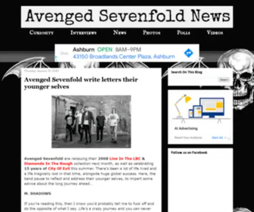 Avengedsevenfoldnews.com(Avenged Sevenfold News) Screenshot