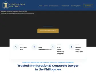 Avenidalawoffice.com(Immigration Lawyer in the Philippines) Screenshot