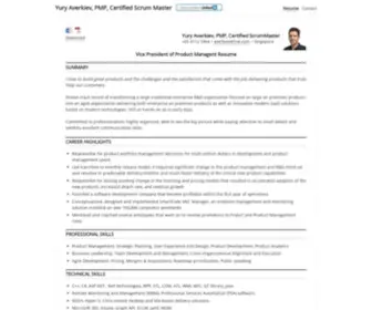 Averkiev.com(VP of Product Management Resume) Screenshot