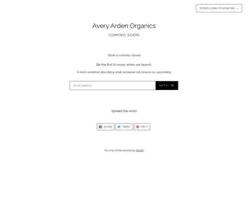 Averyarden.com(Create an Ecommerce Website and Sell Online) Screenshot