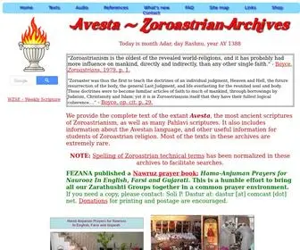 Avesta.org(Zoroastrian Archives) Screenshot