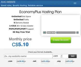 Avio.website(Cloud Website Hosting services provided by) Screenshot