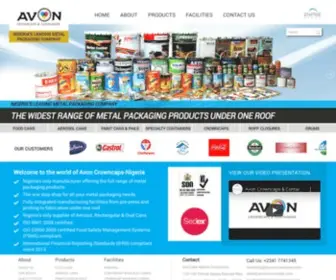 Avoncrowncaps.com(Nigeria's Leading Solution provider to the metal packaging industry) Screenshot