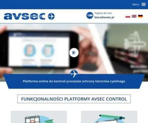 Avsec.pl(Szkolenia w zakresie bezpieczeństwa cargo lotniczego) Screenshot